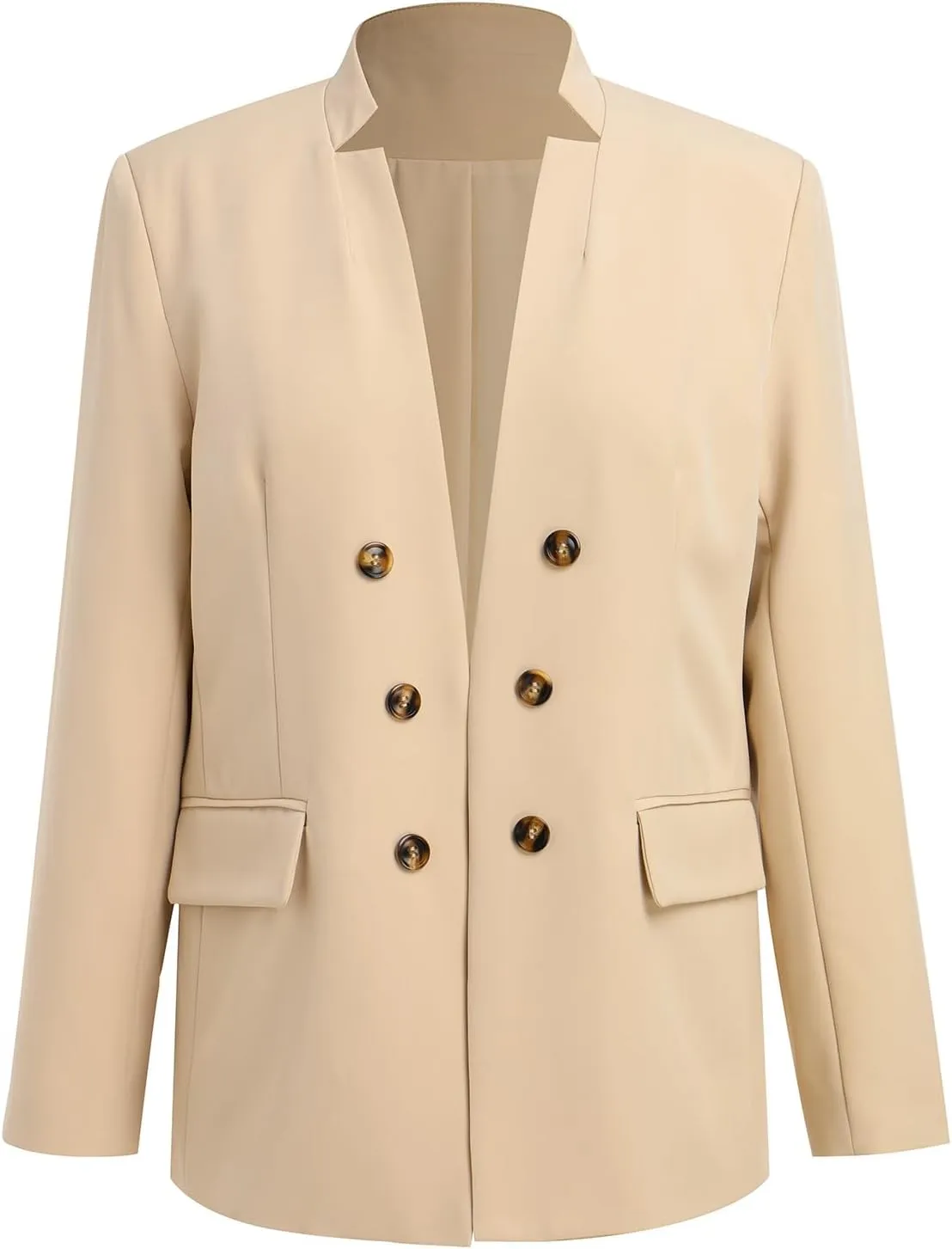 ABAFIP Women's Casual Blazer Suit Jacket Long Sleeve Stand Collar Button Down Work Office Coat Outwear