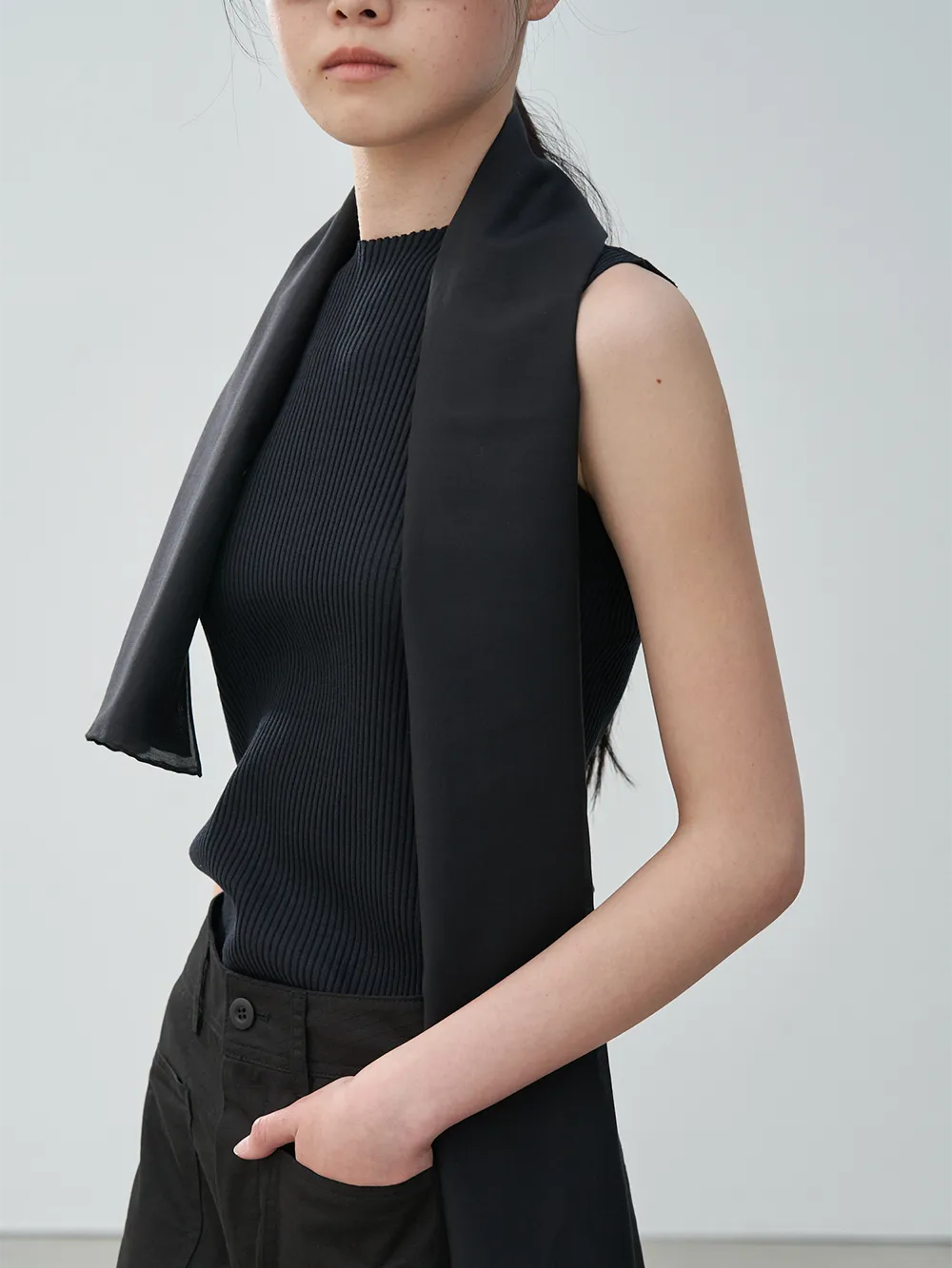 ABBOT SILK COTTON SCARF (BLACK)