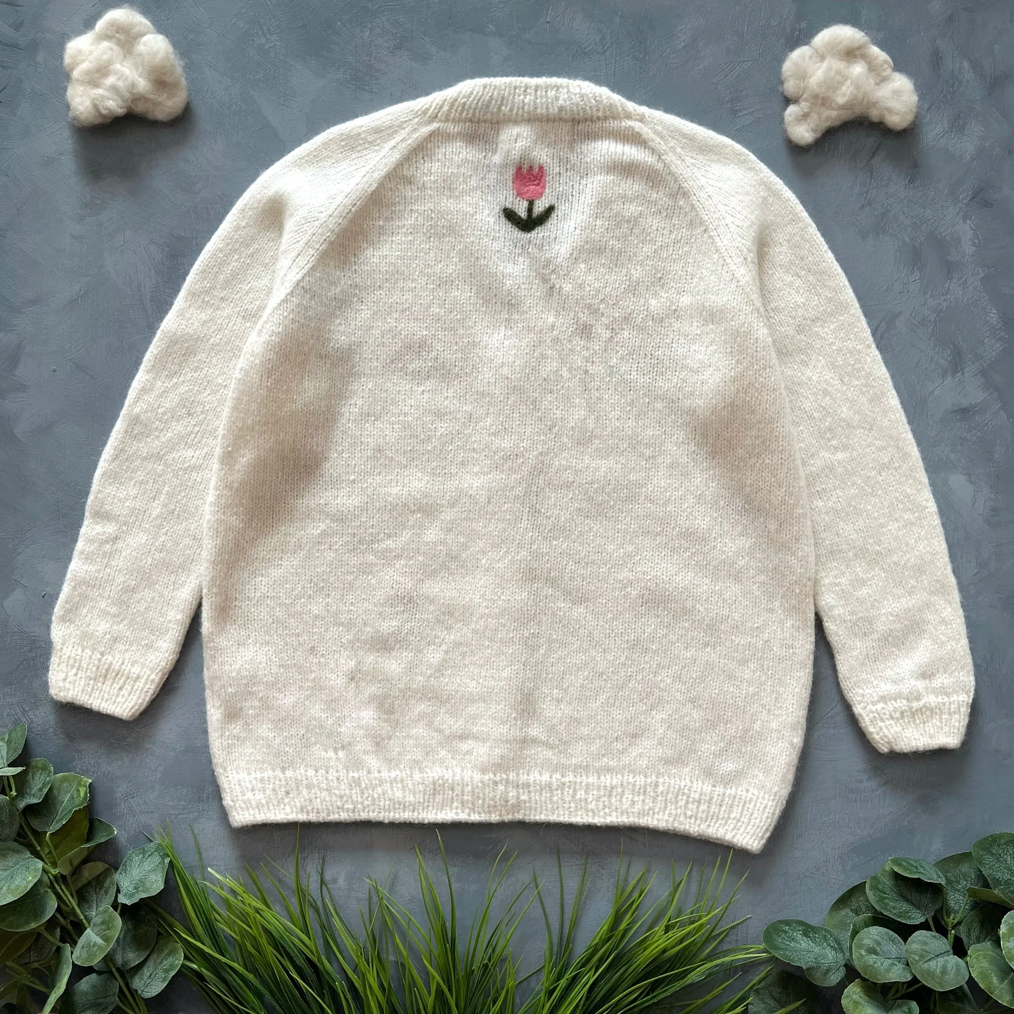 Adult Tulips cardigan | Off white