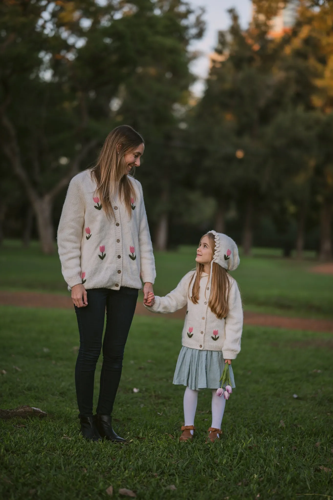 Adult Tulips cardigan | Off white