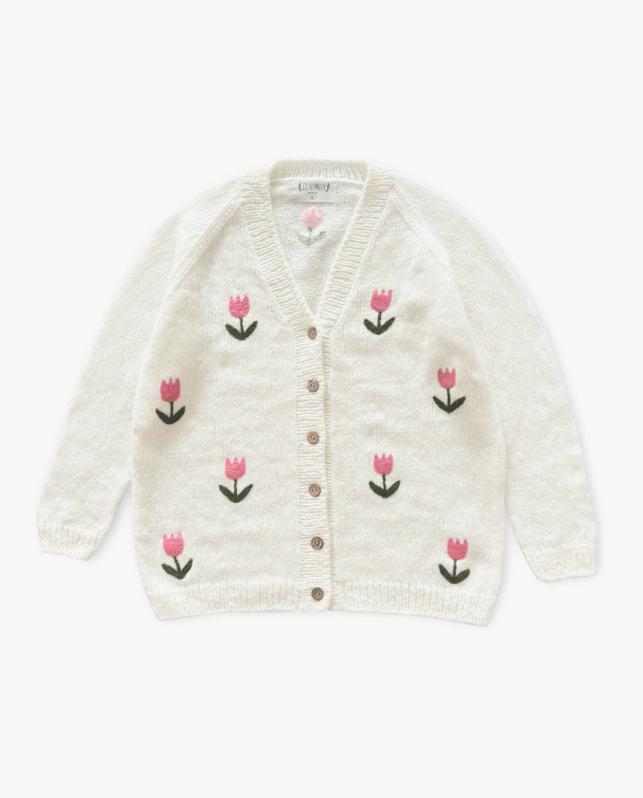 Adult Tulips cardigan | Off white