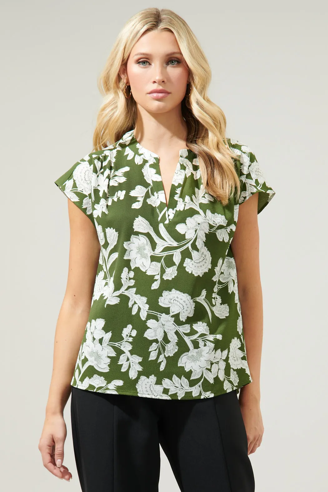 Angelique Split Neck Dolman Blouse