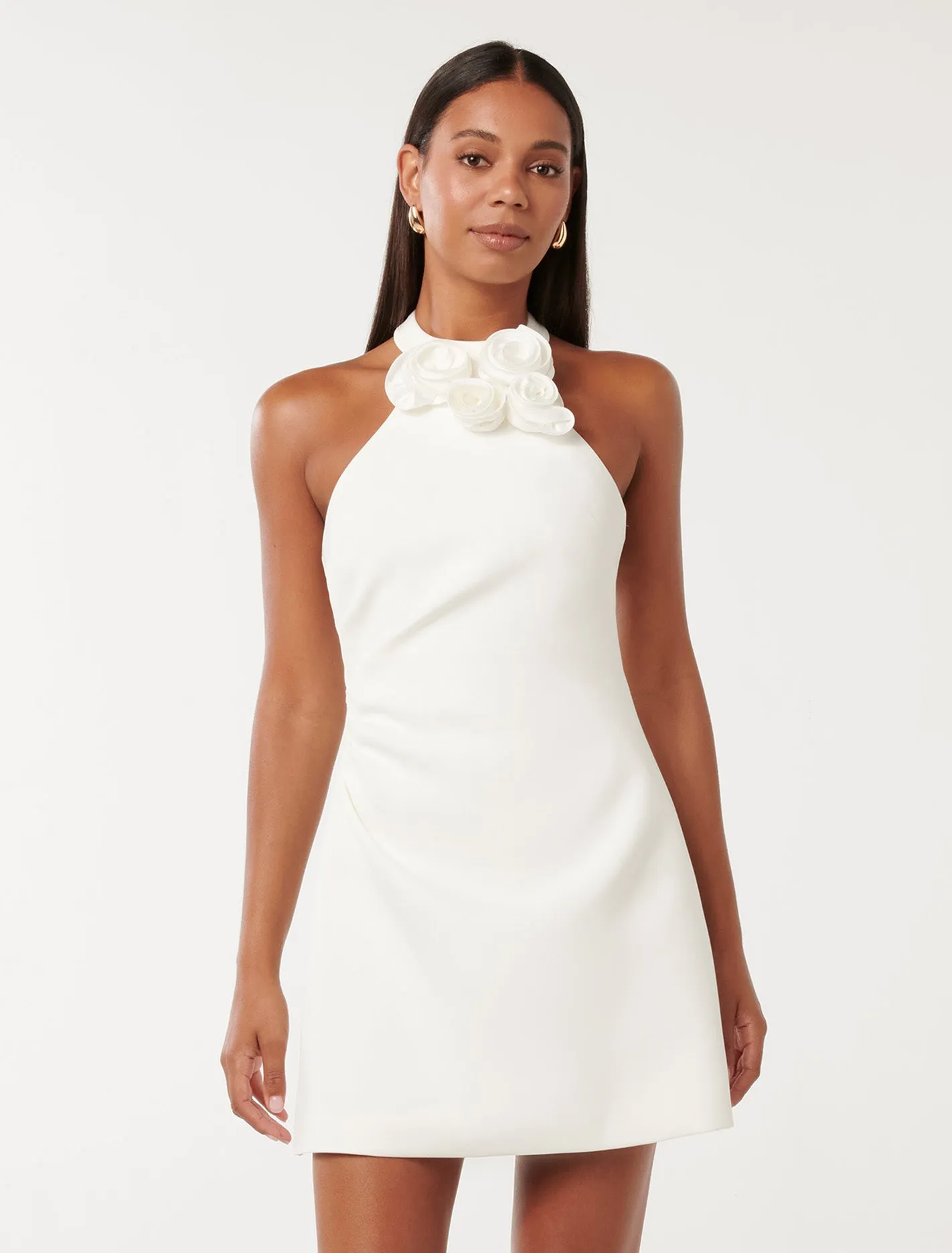 Anika Flower Halter Mini Dress