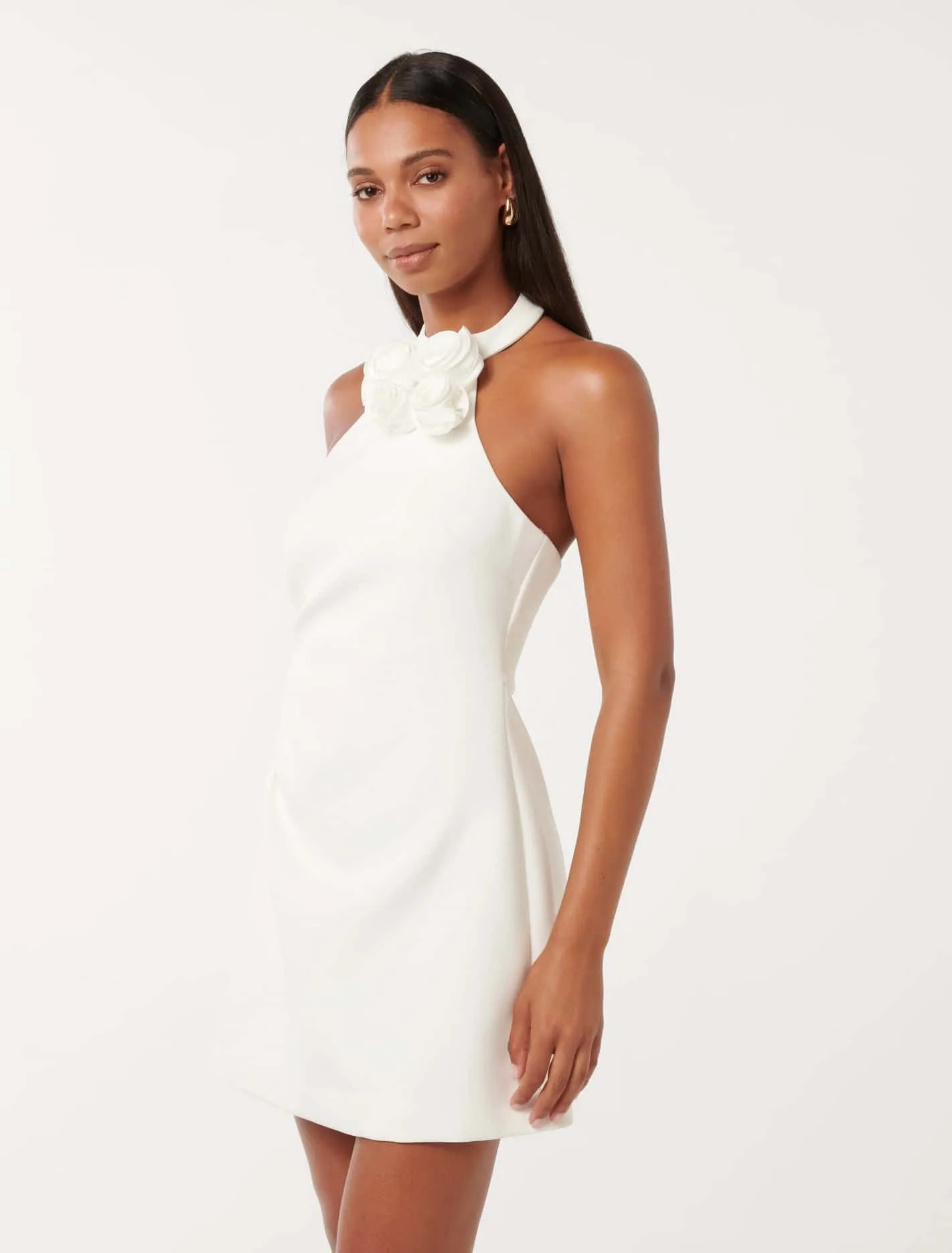 Anika Flower Halter Mini Dress
