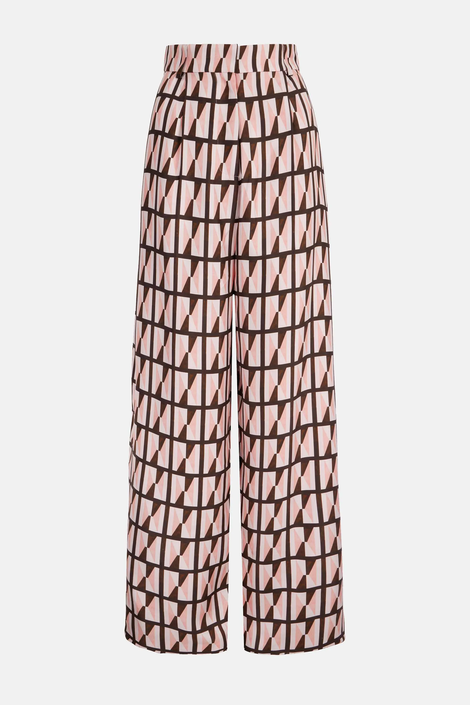 Audrey Trousers In Geometric Silk Twill