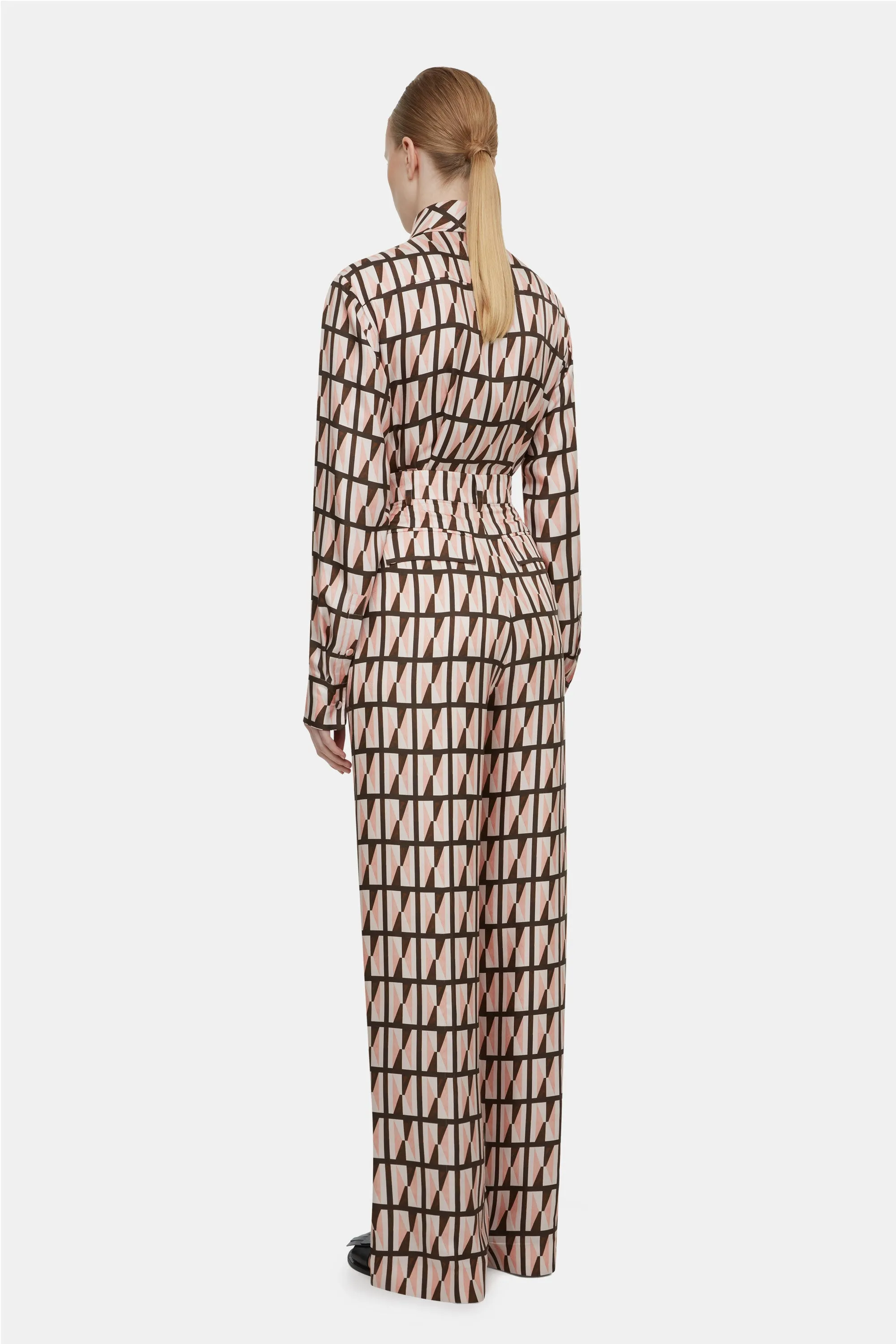 Audrey Trousers In Geometric Silk Twill