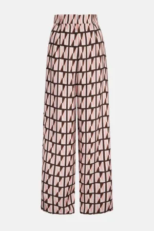 Audrey Trousers In Geometric Silk Twill