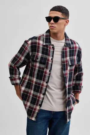 Black Double Pocket Flannel Overshirt