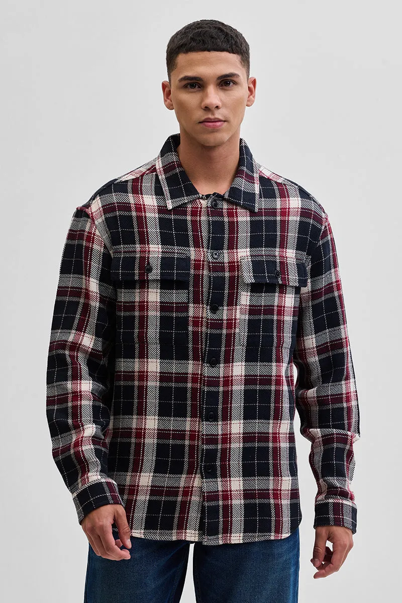 Black Double Pocket Flannel Overshirt