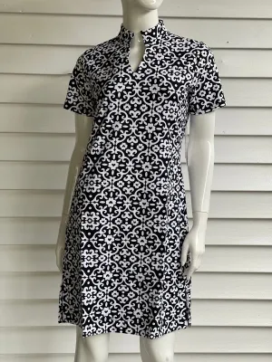 Black Fleur Short Sleeve Dress