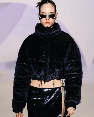 Blue Velvet Puffer Jacket
