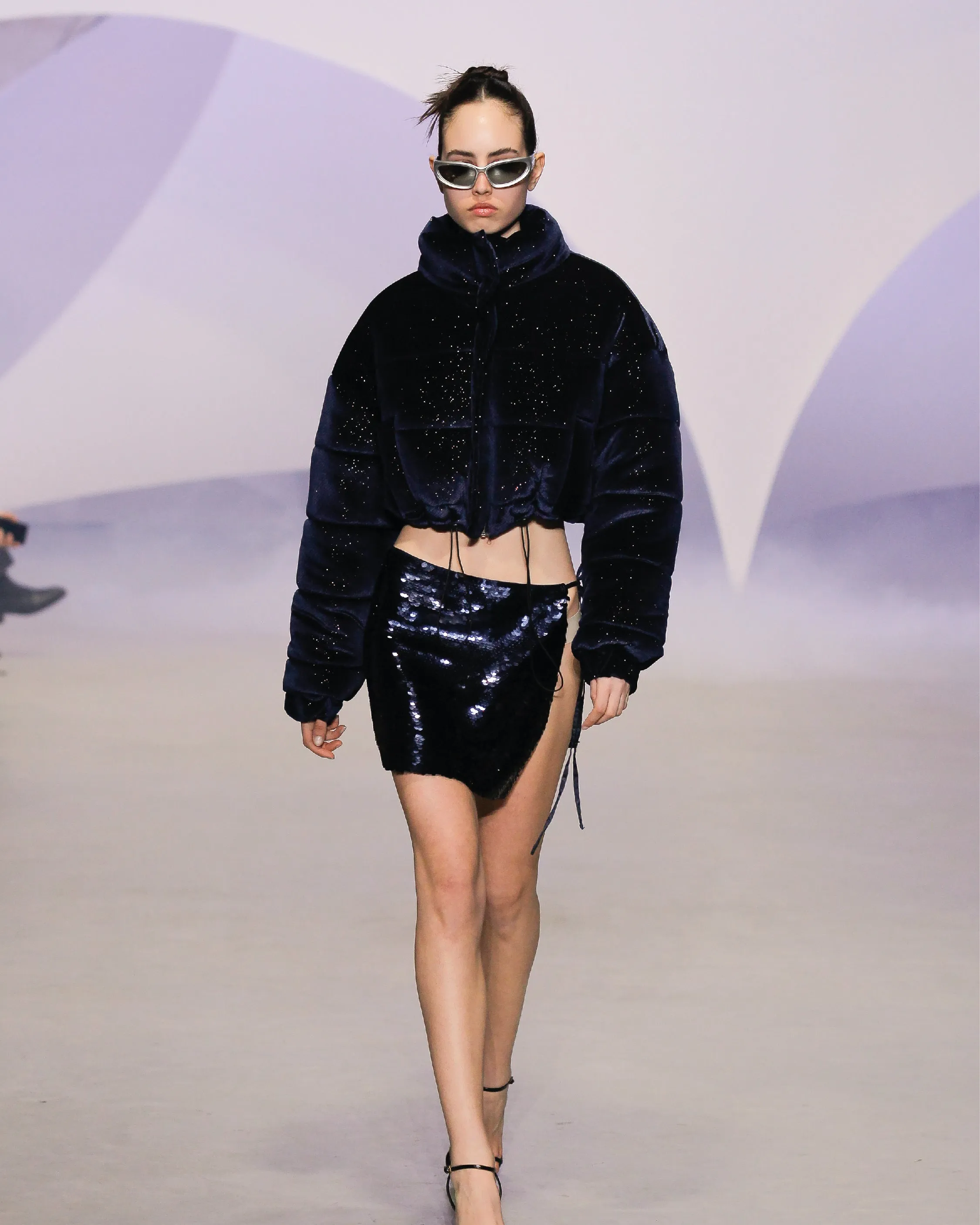 Blue Velvet Puffer Jacket