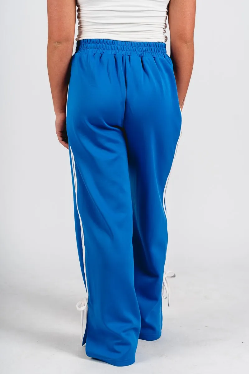 Bow detail track pants blue
