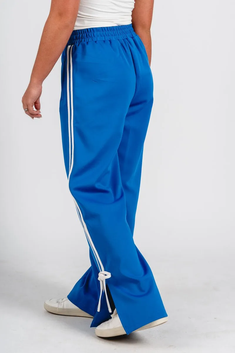 Bow detail track pants blue