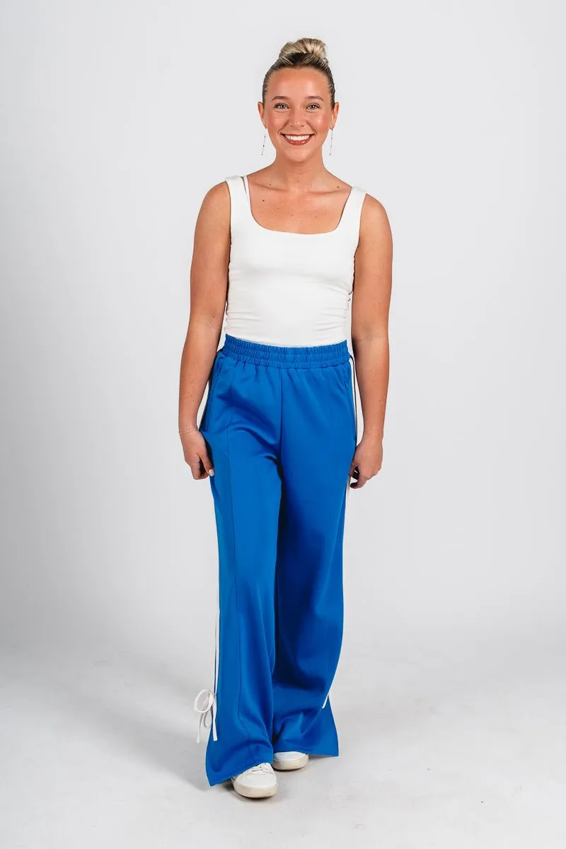 Bow detail track pants blue