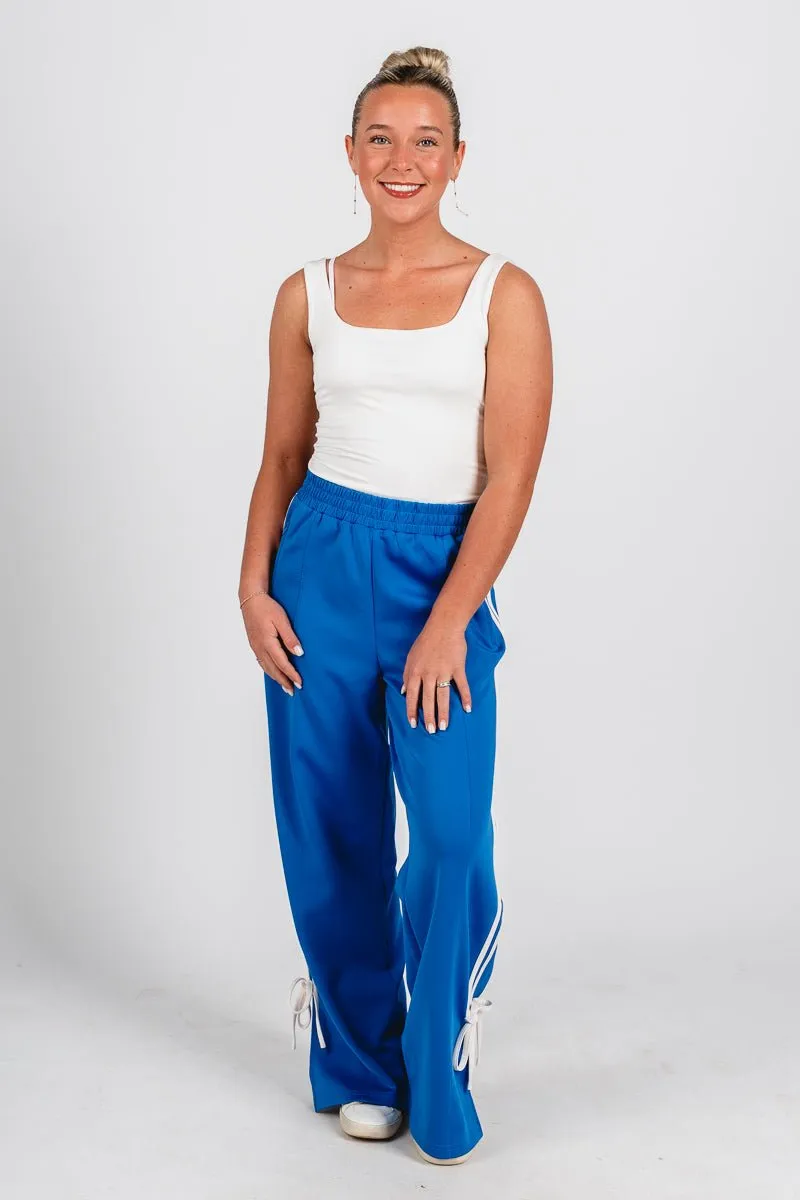Bow detail track pants blue