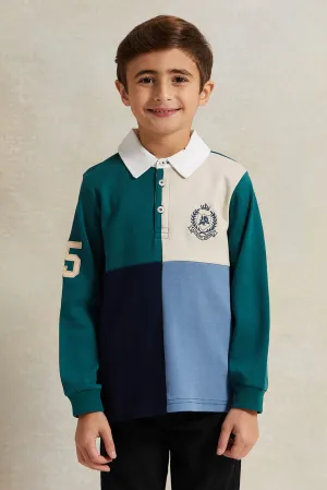 Boys Multicolour Long Sleeve Polo T-Shirt