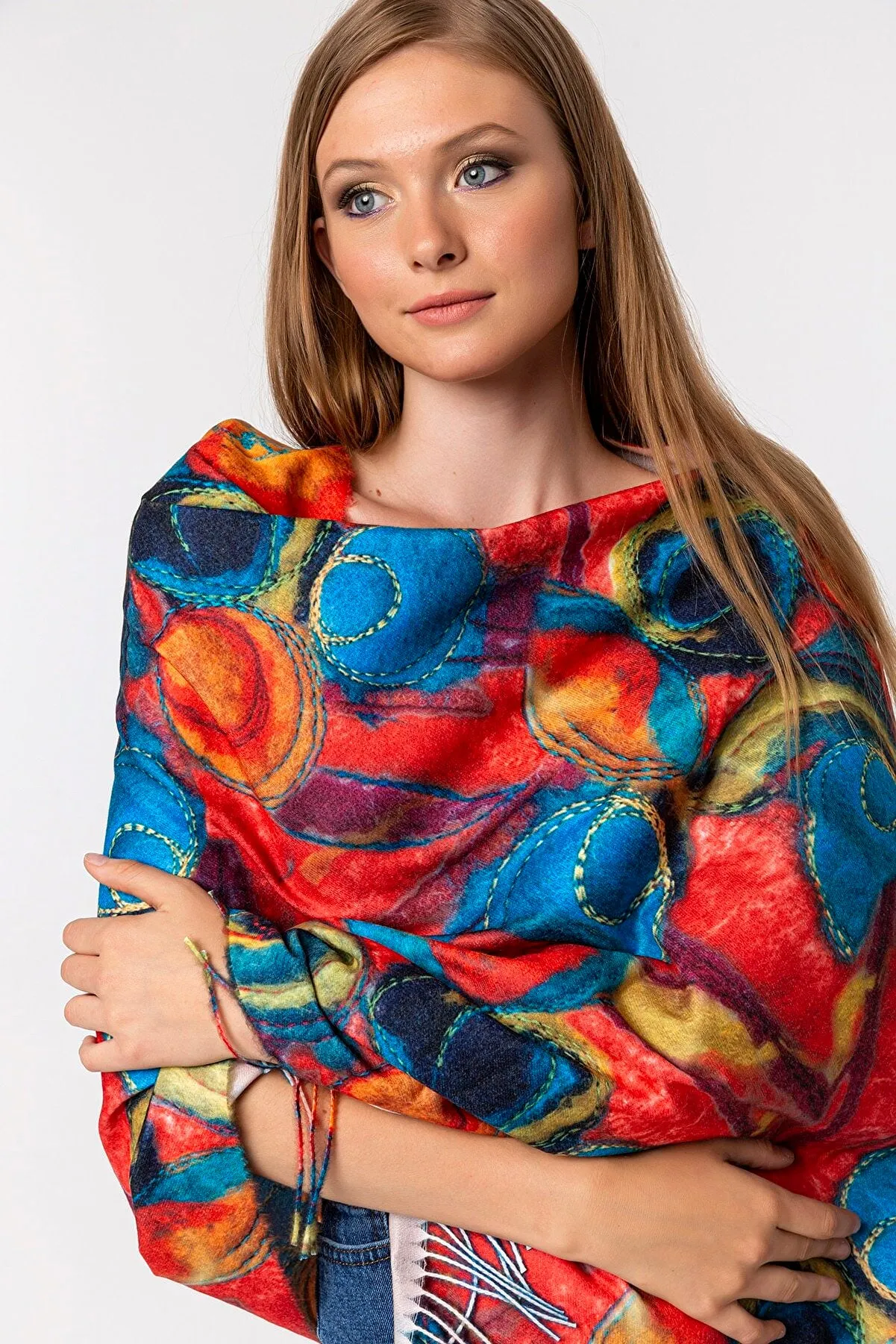 Bubble Color Fun Modal Scarves - Red