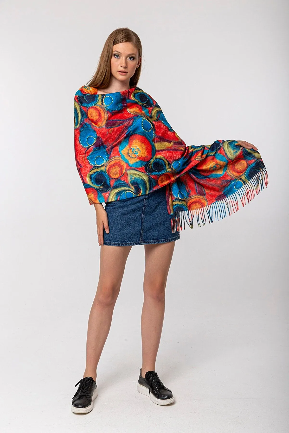 Bubble Color Fun Modal Scarves - Red