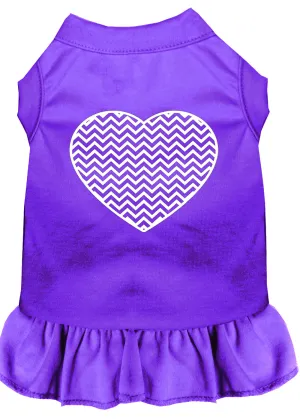 Chevron Heart Screen Print Dress Purple Xs