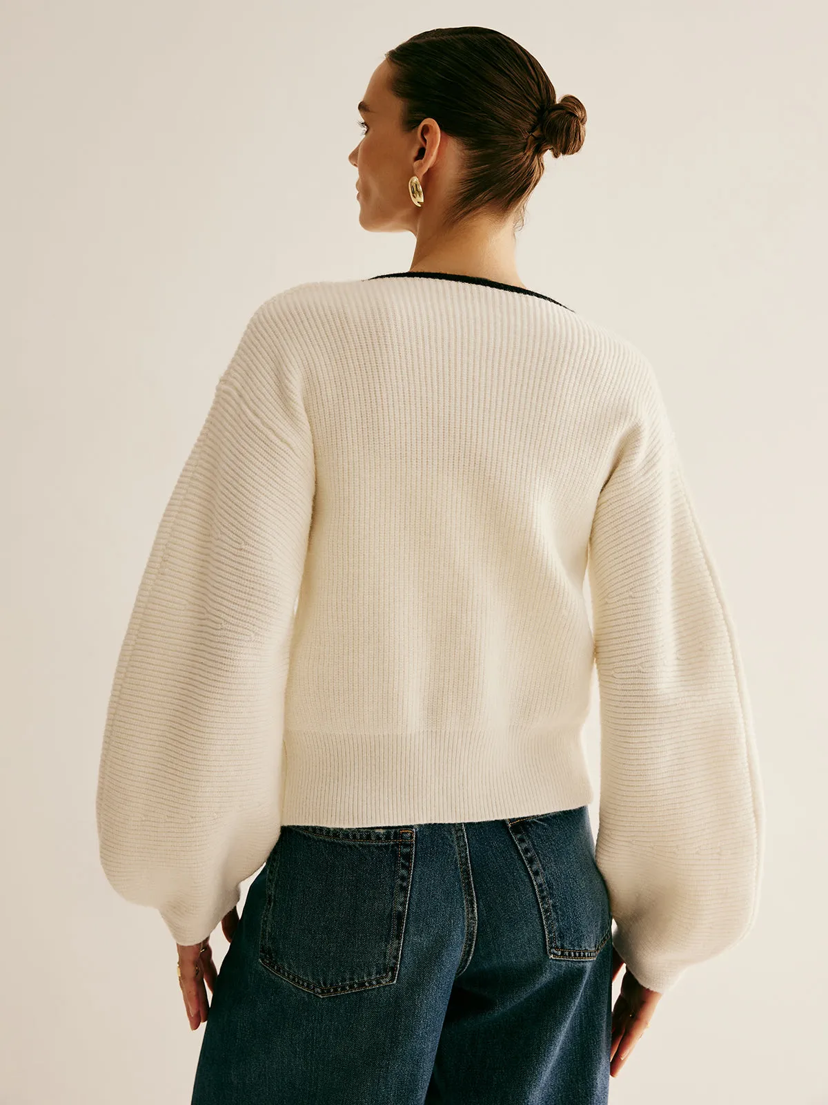 Chicmy-Winter Outfits Christmas Thanksgiving Gift New Year's Eve Outfits Streetwear Fashion Contrast Trim Clasp Knit Outwear