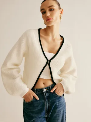 Chicmy-Winter Outfits Christmas Thanksgiving Gift New Year's Eve Outfits Streetwear Fashion Contrast Trim Clasp Knit Outwear