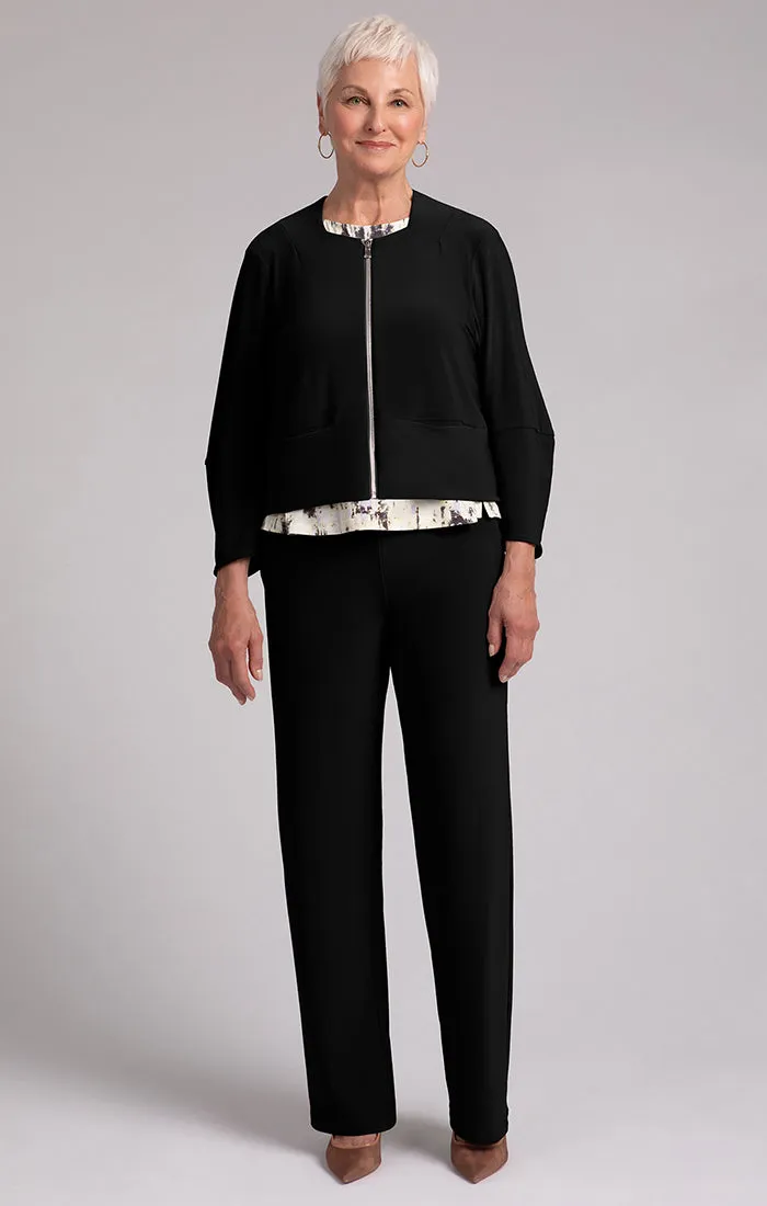 Cropped Lantern Jacket with Zip Front