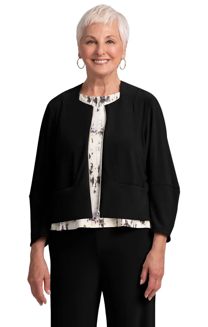 Cropped Lantern Jacket with Zip Front