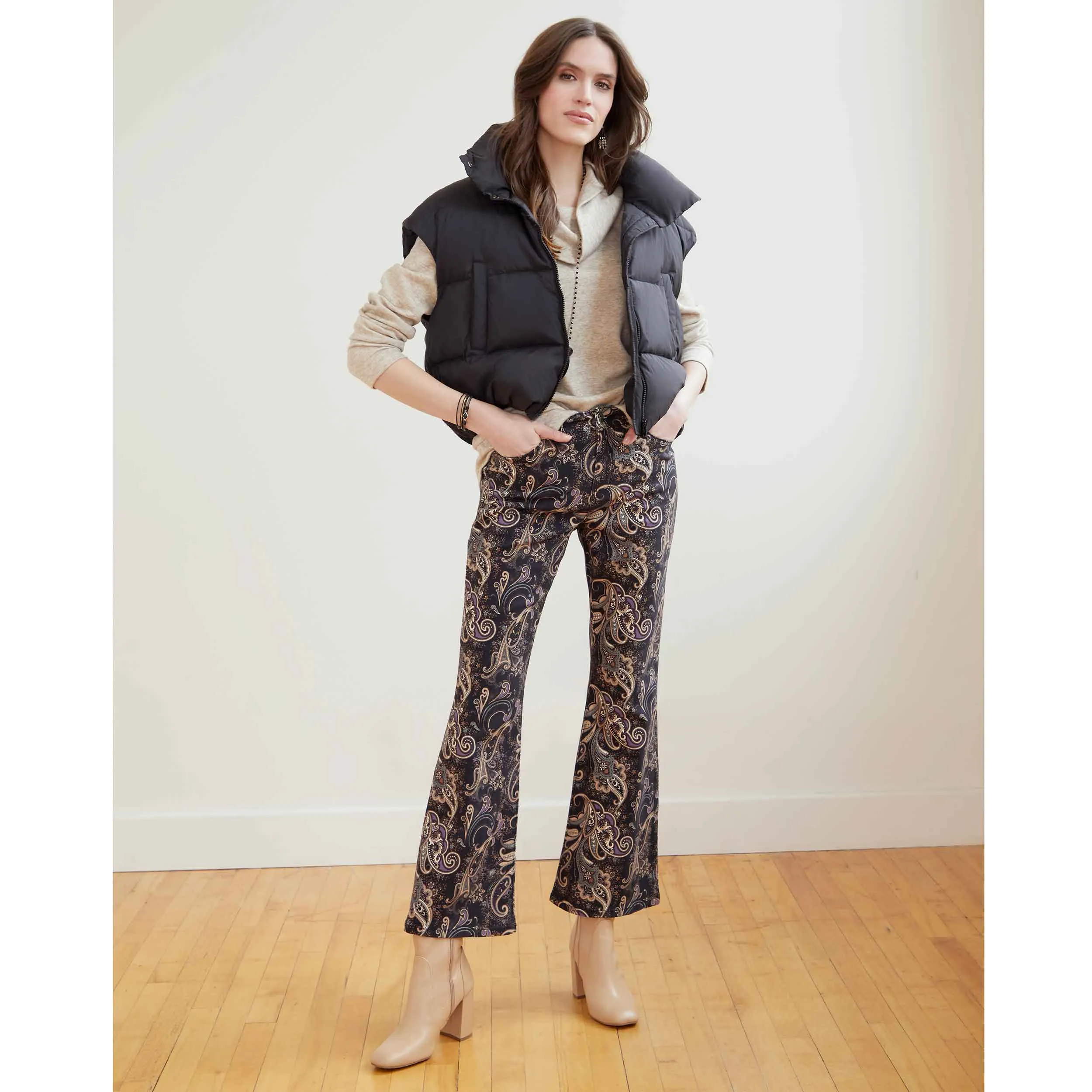 Draco Printed Flare Pant - Black Printed - Final Sale