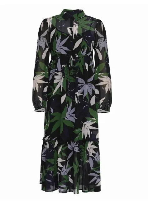 Dress in Black Fall Leaf Print by Rosemunde