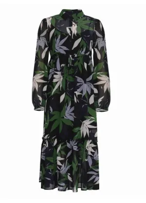 Dress in Black Fall Leaf Print by Rosemunde