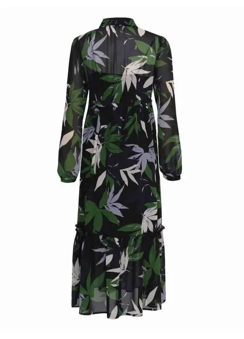 Dress in Black Fall Leaf Print by Rosemunde