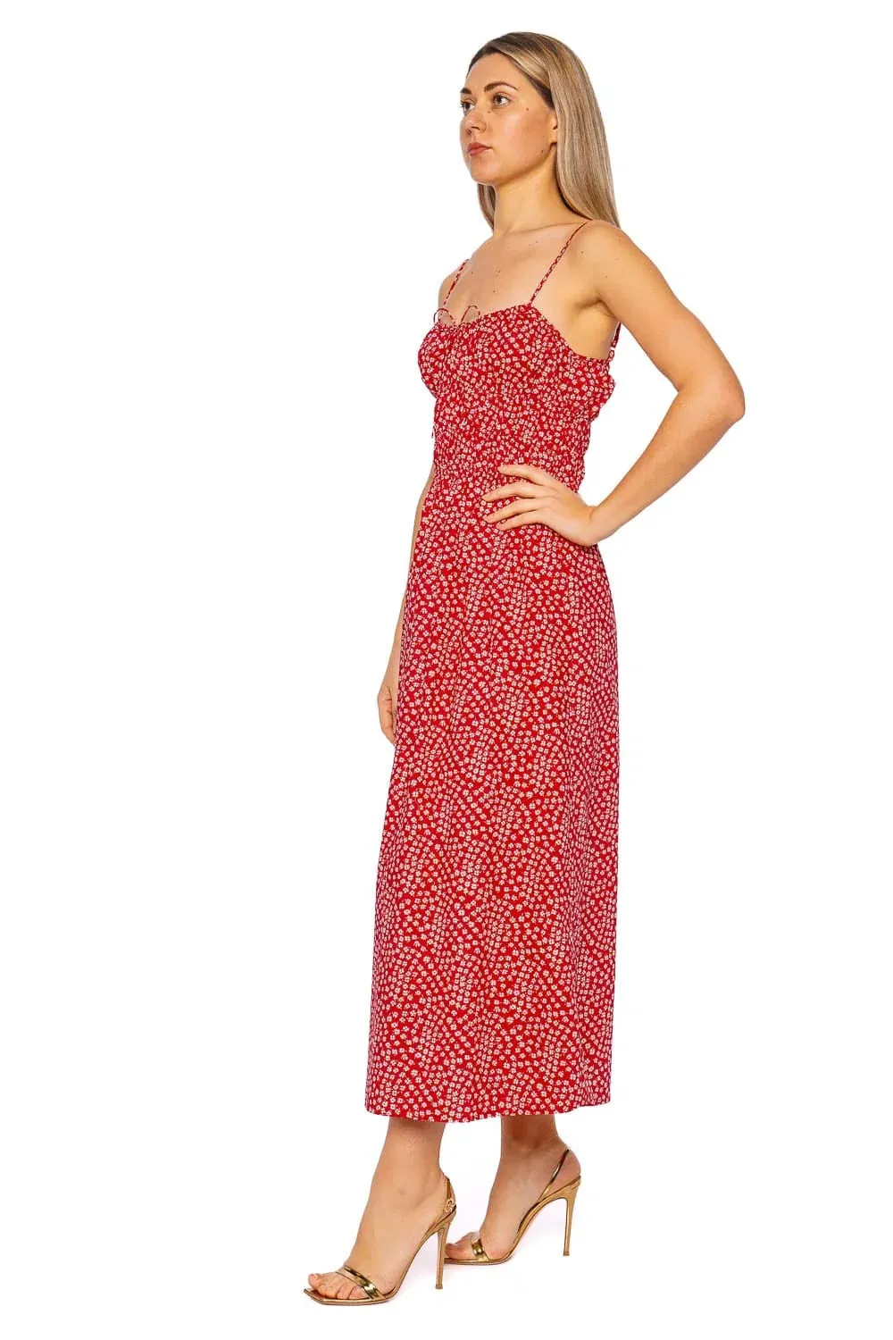 Faithfull the Brand Marianne Midi Dress - Allura Floral - Red