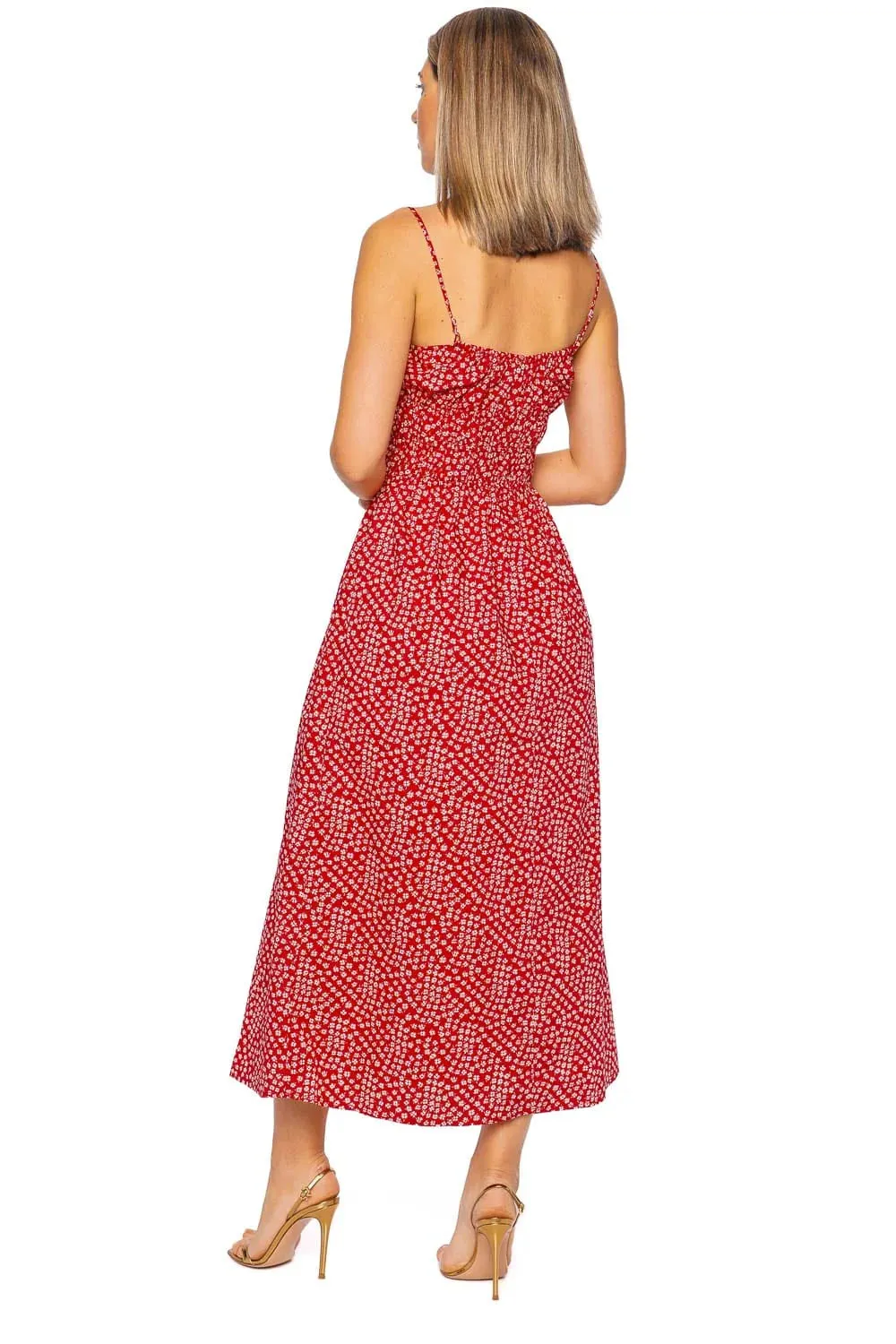 Faithfull the Brand Marianne Midi Dress - Allura Floral - Red