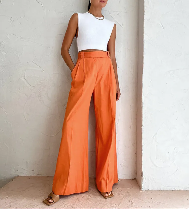 Fashion High Waist Wide Leg Pants