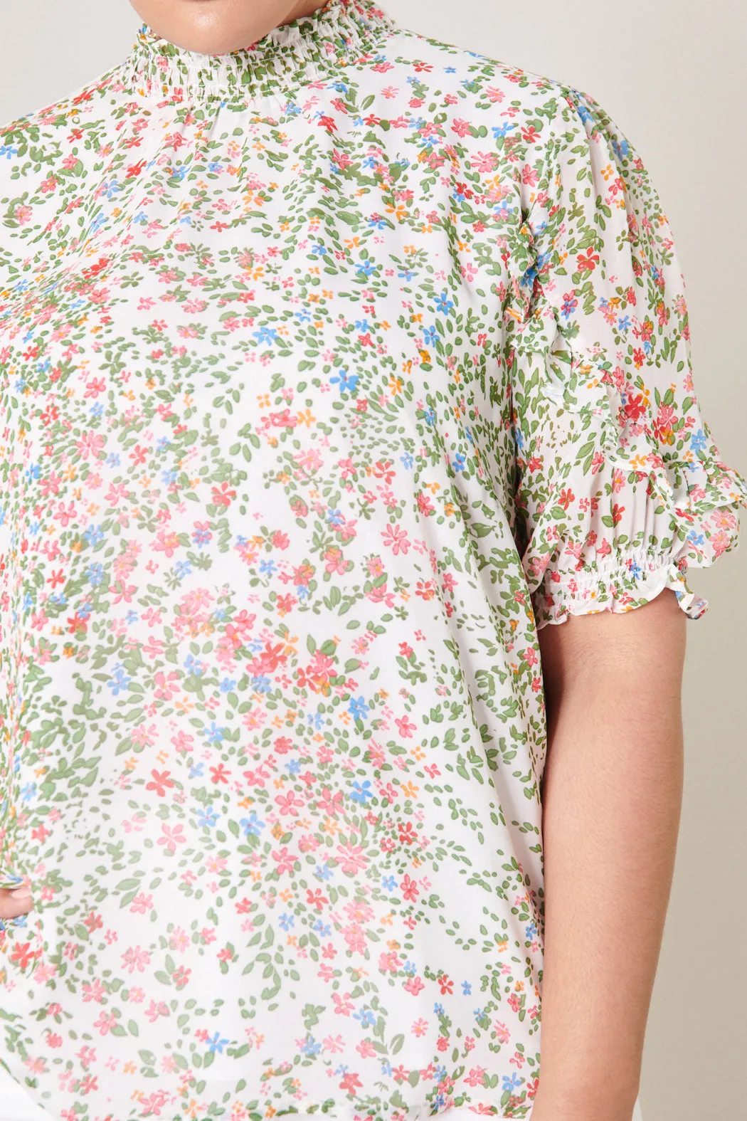 Garden State Keepsake Smocked Mock Neck Blouse Curve