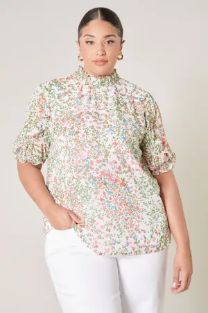 Garden State Keepsake Smocked Mock Neck Blouse Curve