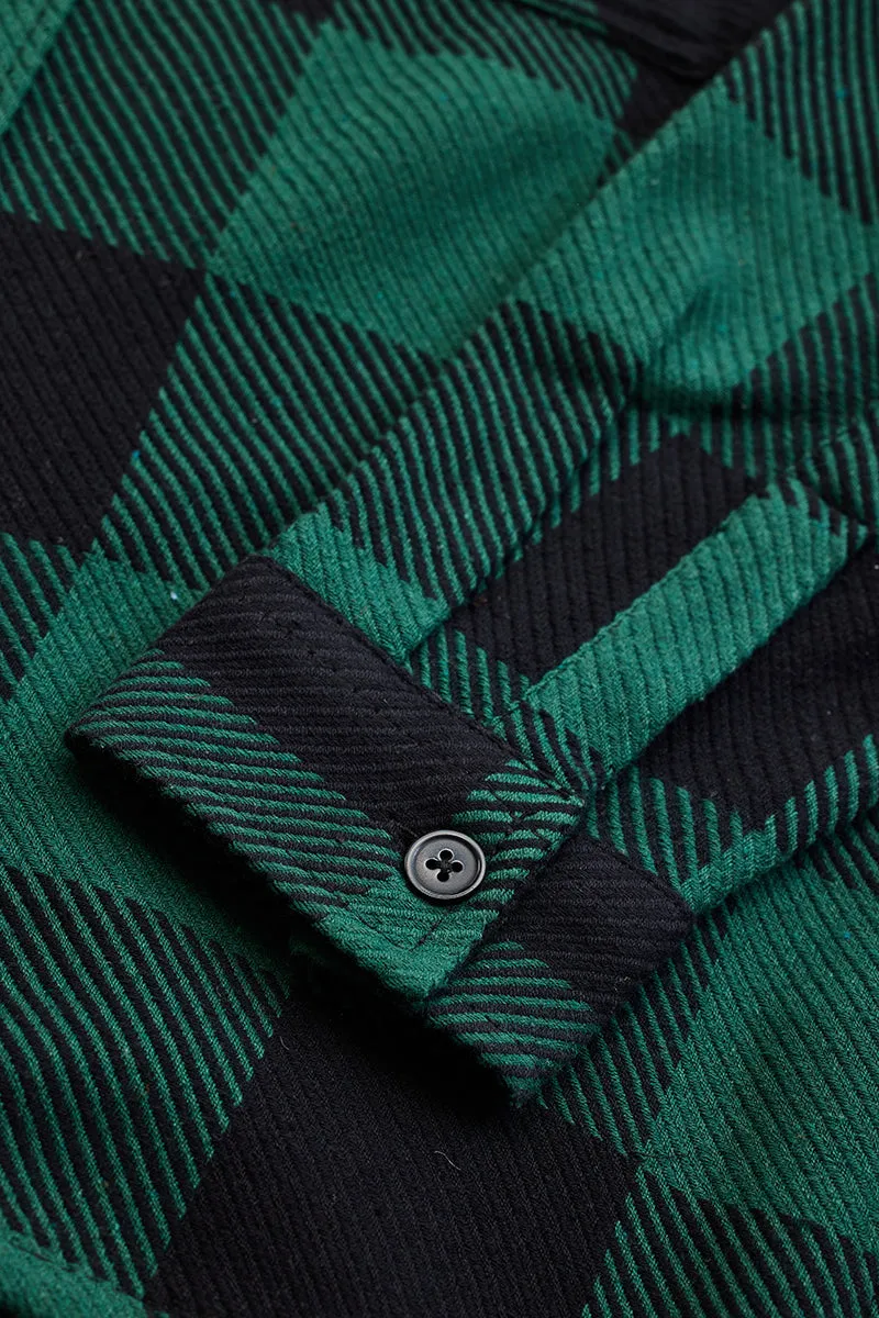 Green Flannel Checks Double Pocket Overshirt