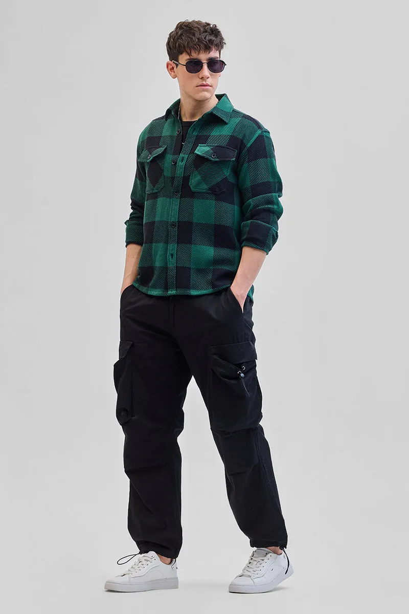 Green Flannel Checks Double Pocket Overshirt