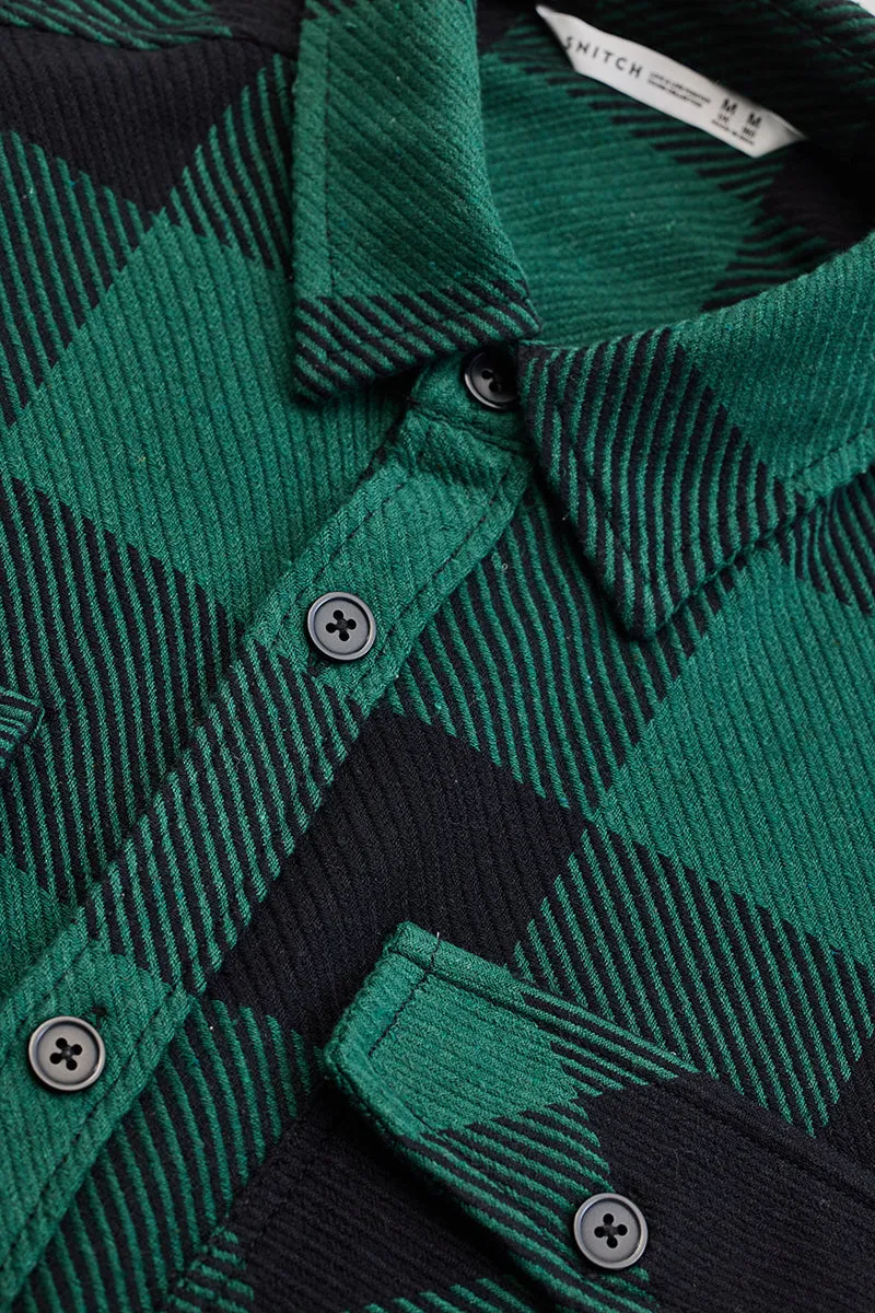 Green Flannel Checks Double Pocket Overshirt
