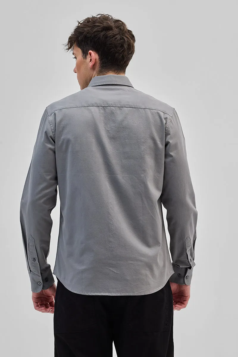 Grey Solid Double Pocket Overshirt
