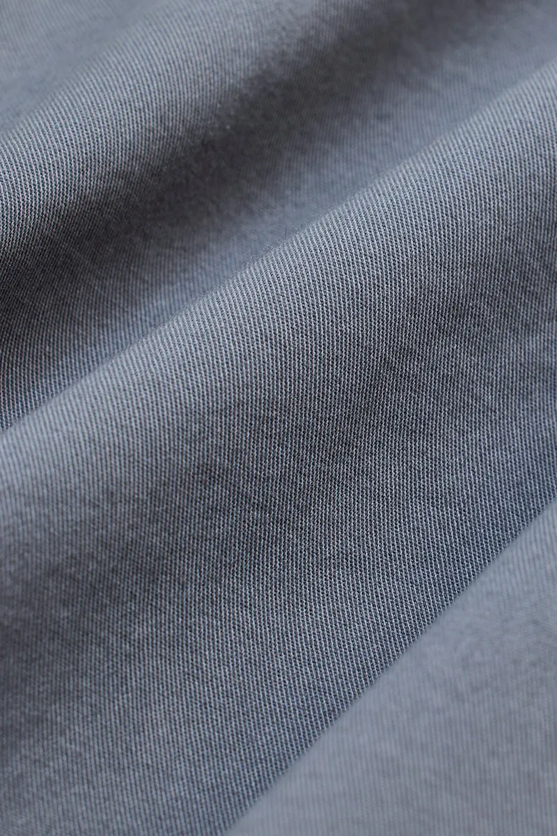Grey Solid Double Pocket Overshirt