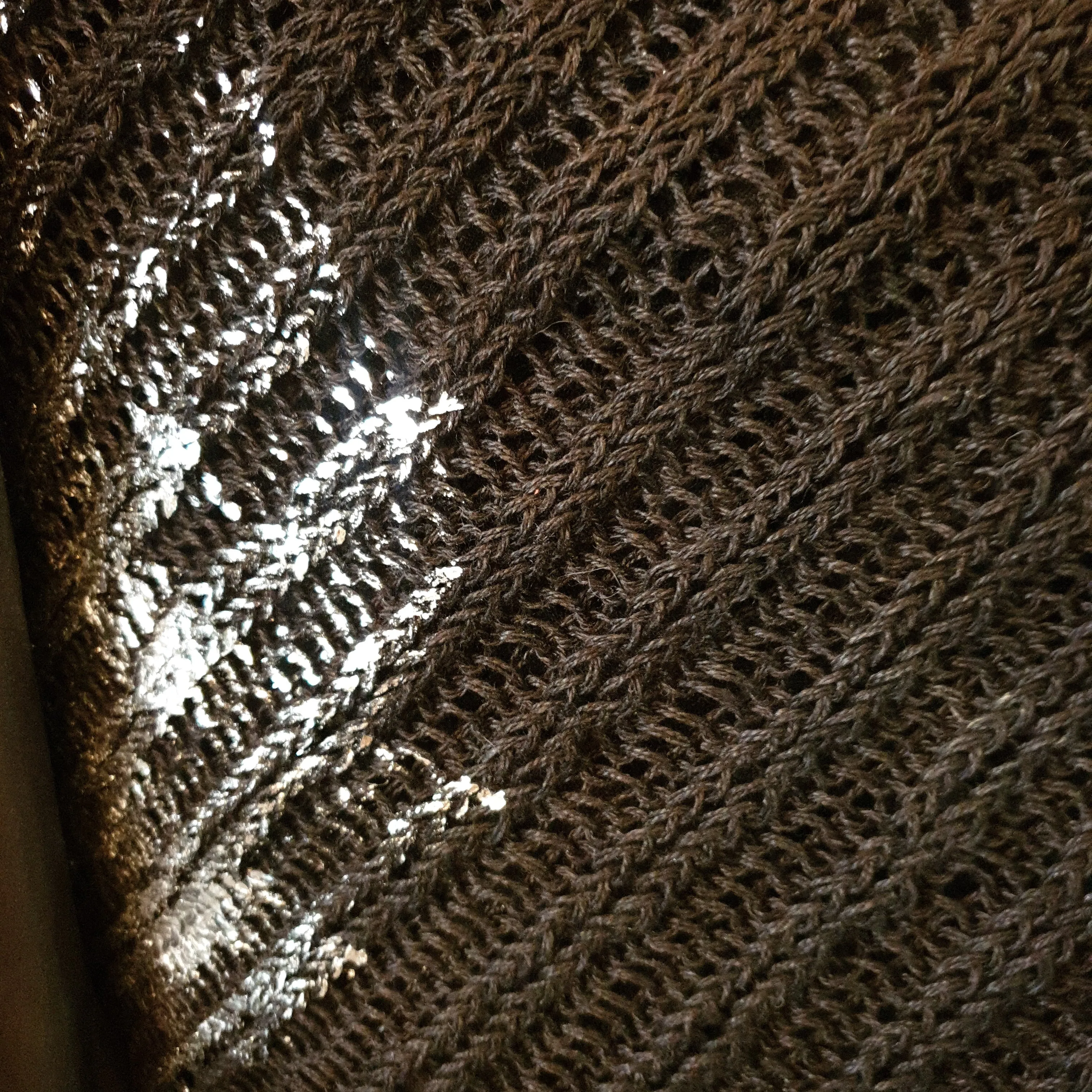 Hand knit shrug (Linen) w/ foil print - Sage