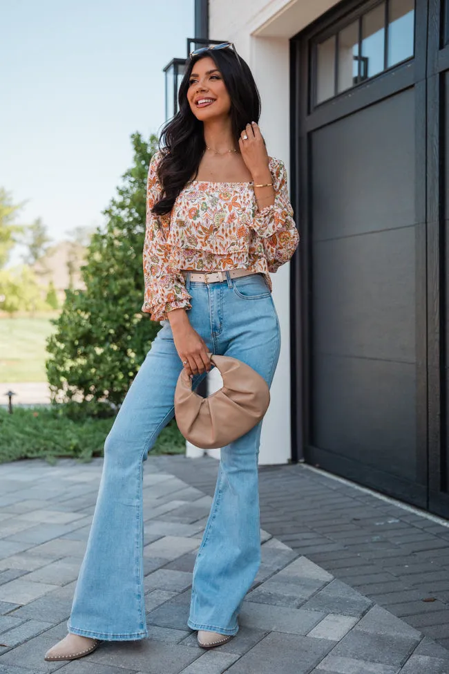 In A Dream Multi Floral Tiered Hem Printed Square Neck Top FINAL SALE