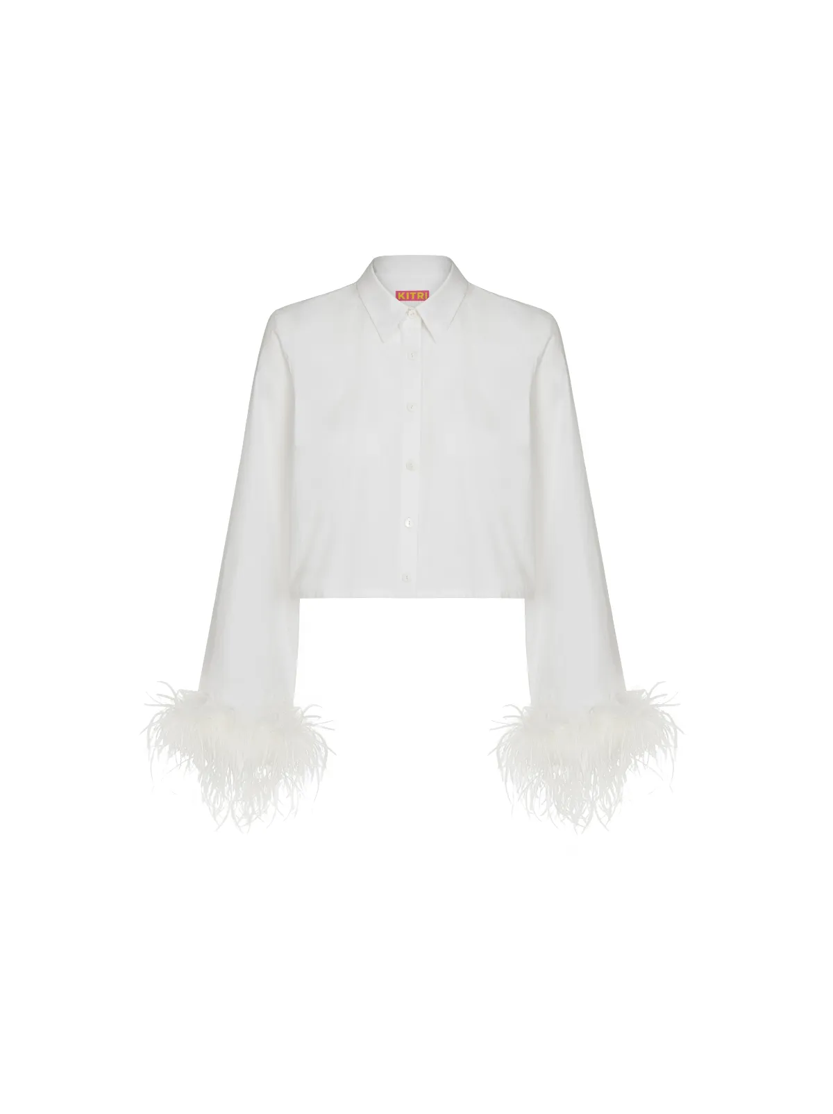 Kirsten White Cotton Feather Cuff Shirt