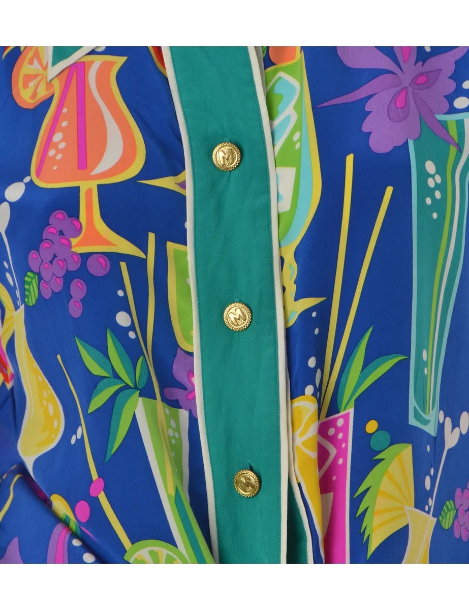 Label Blue Tie Front Blouse