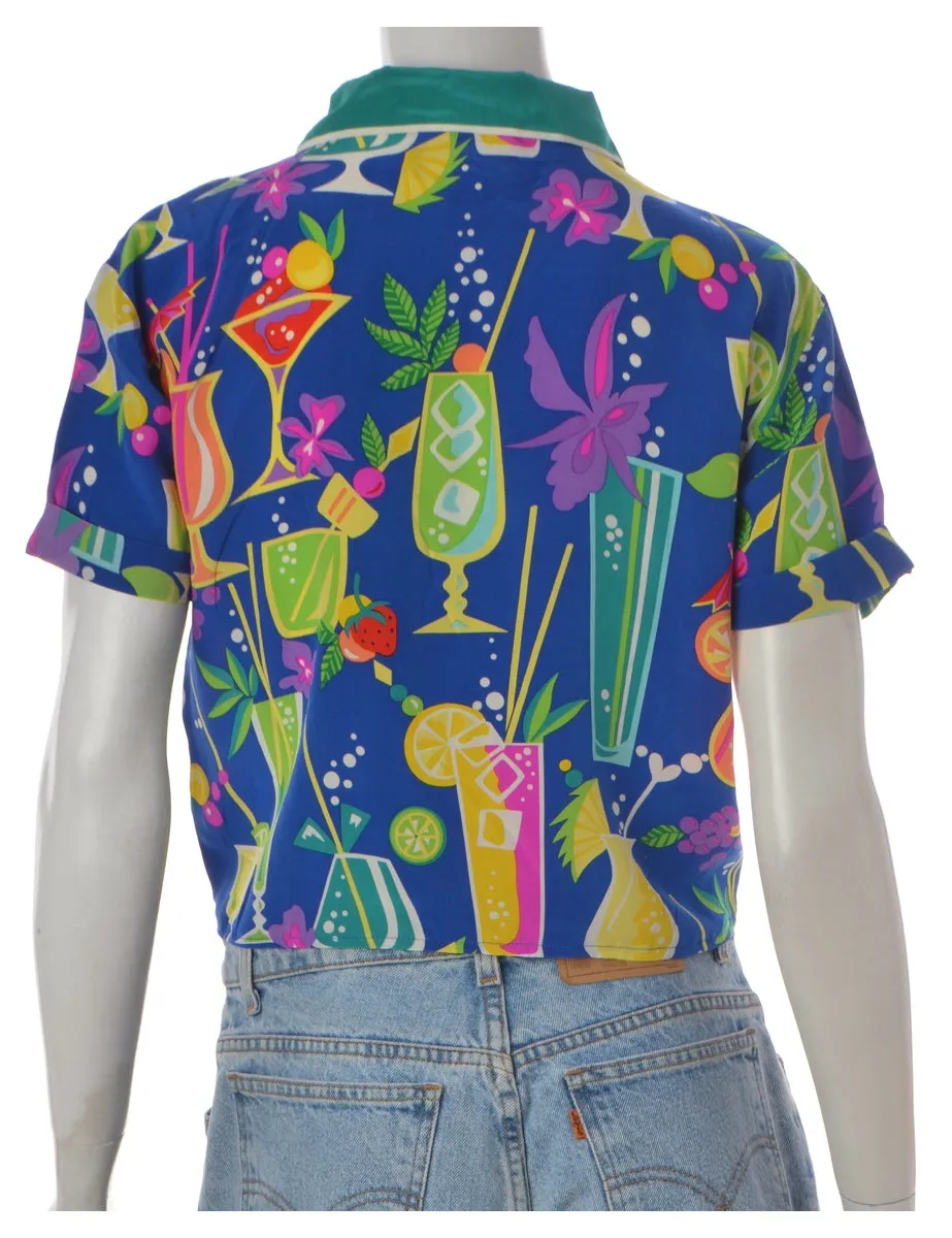 Label Blue Tie Front Blouse
