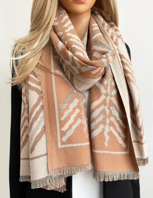 LARGE NUDE RETRO PRINT REVERSIBLE WOOL WINTER SHAWL BLANKET SCARF