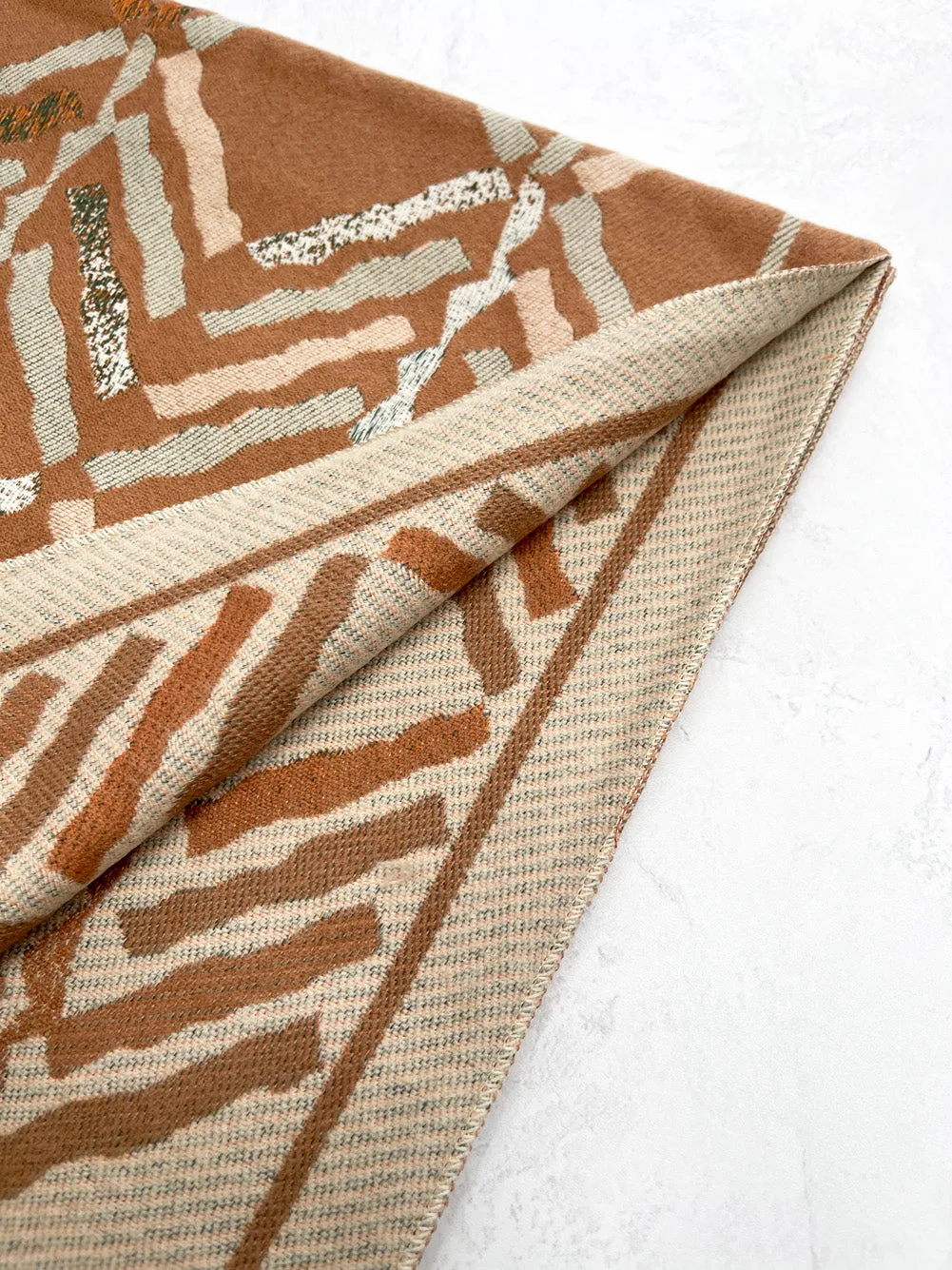 LARGE NUDE RETRO PRINT REVERSIBLE WOOL WINTER SHAWL BLANKET SCARF