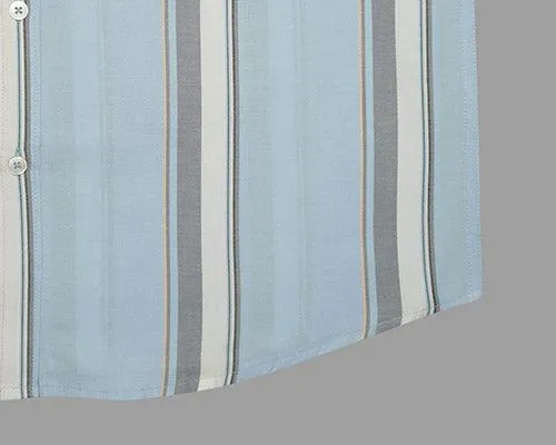 Mens 100% Cotton Balance Striped Half Sleeves Shirt (Blue)